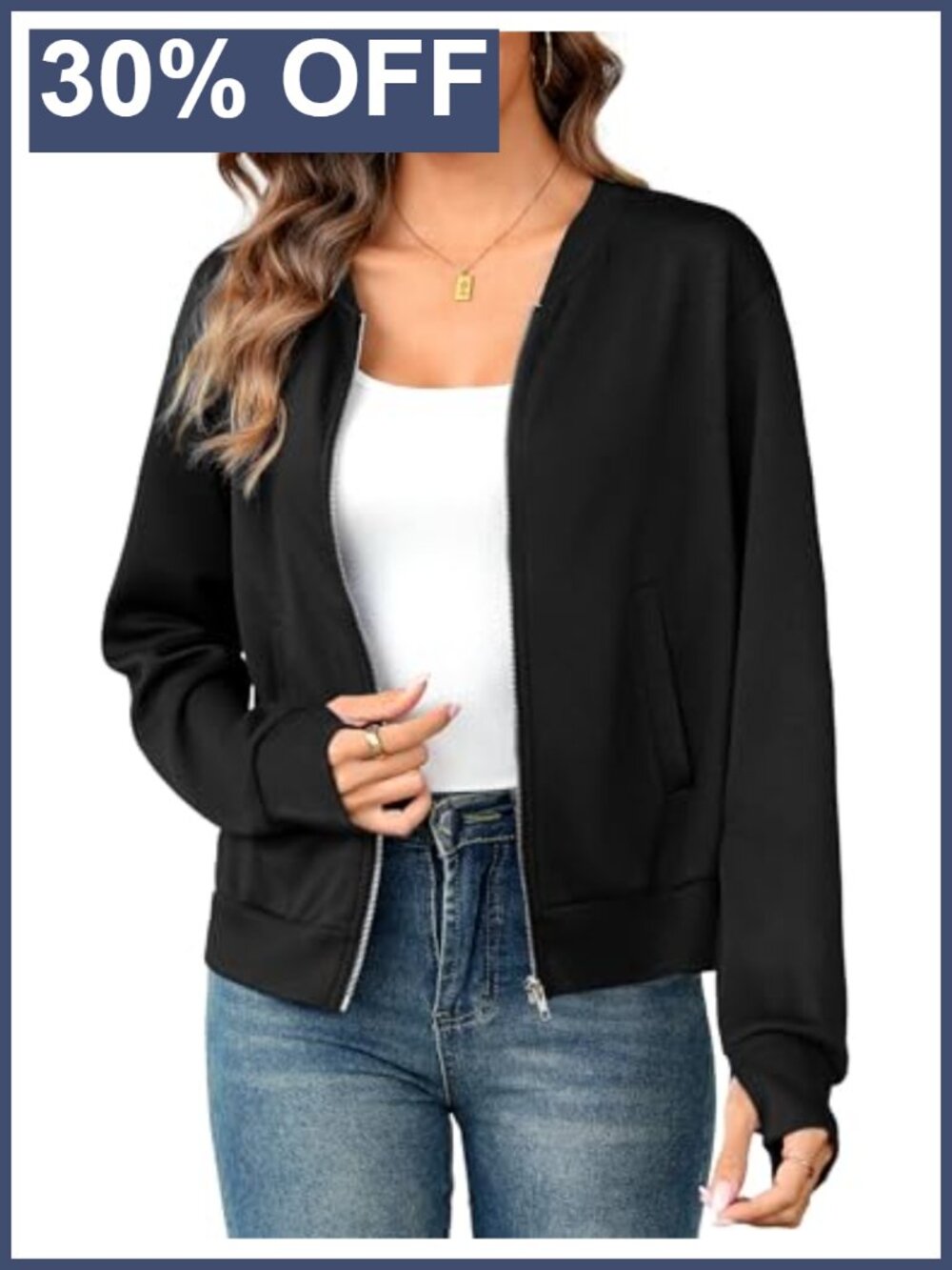 Women's Lightweight Zip Up Sweatshirt Jacket with Pockets